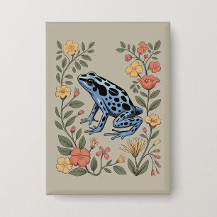 Badge Jolie fleur grenouille bleue crapaud dart poison G