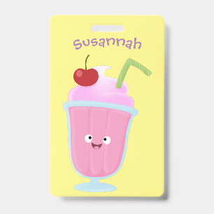 Badge Jolie glace à la fraise en forme de cartoon