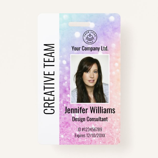 Badge Jolie Parties scintillant Holographique Fille Glam (Devant)