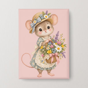 Badge Jolie Souris des Bois – Illustration de Jardin de