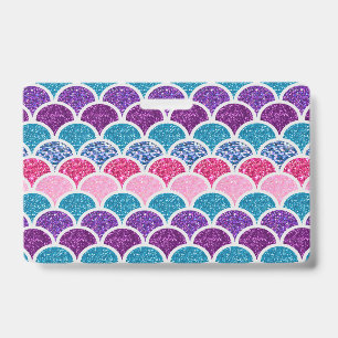 Badge jolies écailles de sirène aqua turquoise rose viol