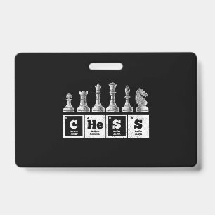 Badge joueur d'échecs drôle geek système périodique chim