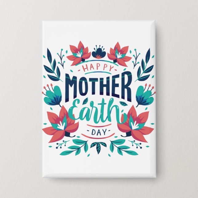 Badge Jour des terres mère dessiné à la main Design-2318 (Recto)