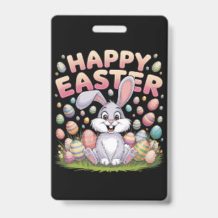 Badge Joyeuses Pâques 2025 Œufs Lapin Mignon