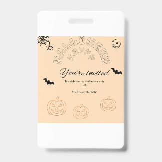 Badge Joyeux Halloween orange et mignon