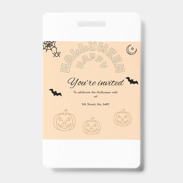 Badge Joyeux Halloween orange et mignon (Avant)