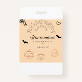Badge Joyeux Halloween orange et mignon