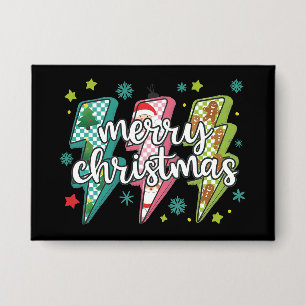 Badge Joyeux Noël Lightning Préparé Coquette Xmas 