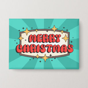 Badge Joyeux Noël super texte rétro