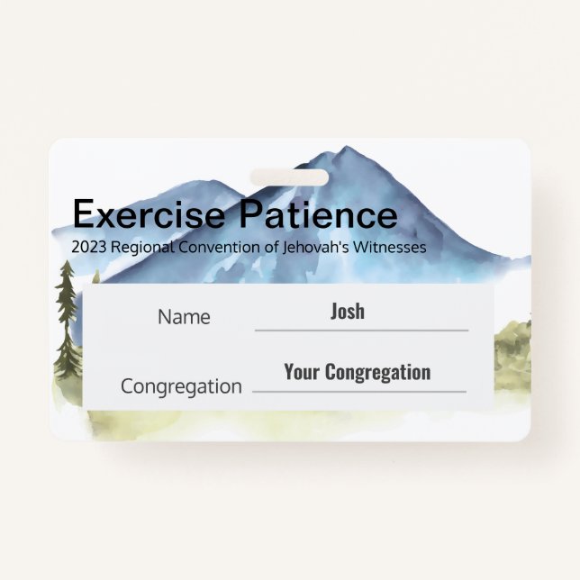Badge JW 2023 Convention Nom personnalisé Exercice Patie (Devant)