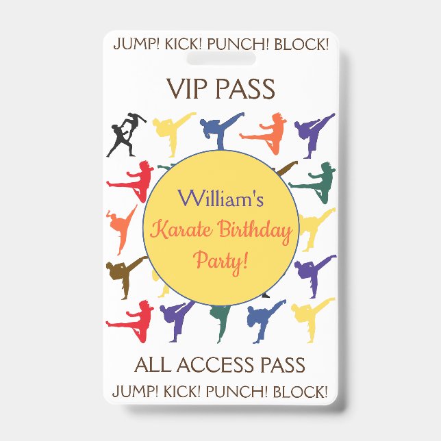 Badge Karate Anniversaire VIP All Access Pass (Front)