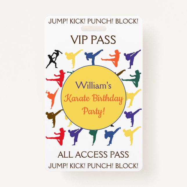 Badge Karate Anniversaire VIP All Access Pass (Devant)