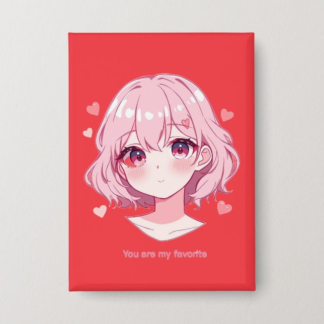 Badge Kawaii Anime Girl Valentine Sweatshirt (Recto)
