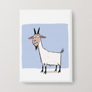 Badge La Chèvre Curieuse Animal Fantaisiste Dessiné à