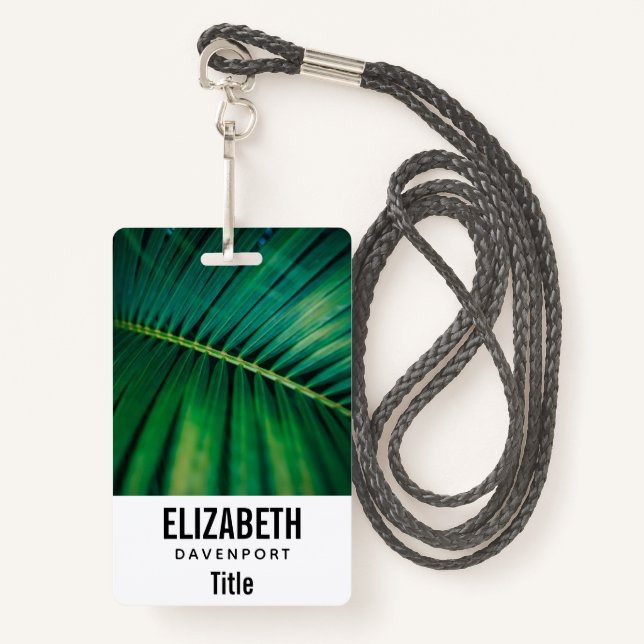 Badge La Feuille verte Forêt tropicale Nature Photo (Devant avec lanière)