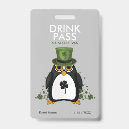 Badge Laisse-passeport de boisson de la Saint-Patrick