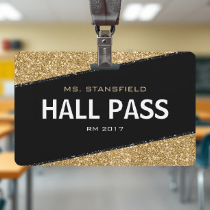 Badge Laisser-passer de professeur d'école Paillettes No