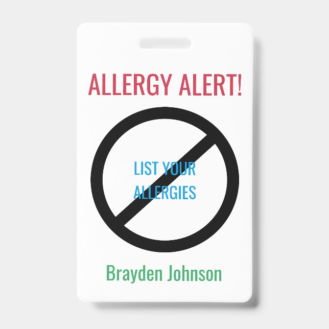 Badge L'alerte personnalisée d'allergie alimentaire (Front)