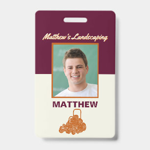 Badge Landscaping Lawn Mowing Business Nametag ID Insign