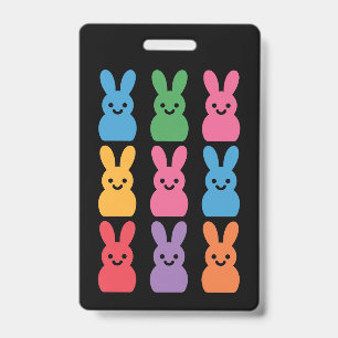 Badge Lapin de Pâques Œufs Carreaux Léopard