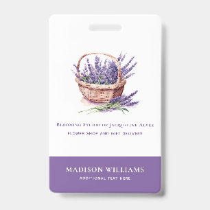 Badge Lavande d'aquarelle personnalisée Floriste Busines