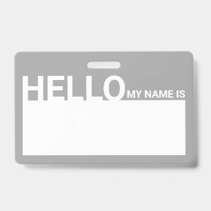 Badge Le bonjour moderne vide mon nom est gris