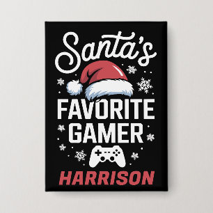 Badge Le jeu préféré du père Noël personnalisé pour Noël