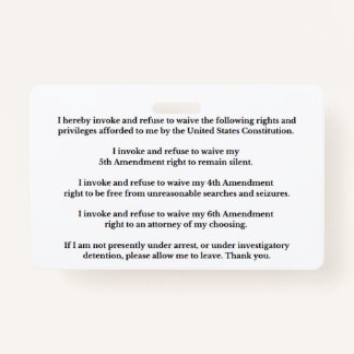Badge Legal Rights And Privileges Card