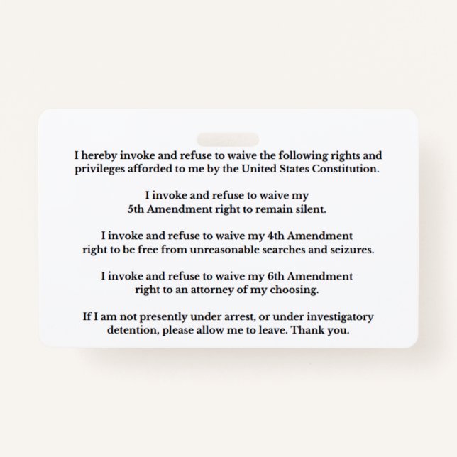 Badge Legal Rights And Privileges Card (Devant)