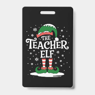Badge L'Elf Professeur Noël Famille Groupe Assorti