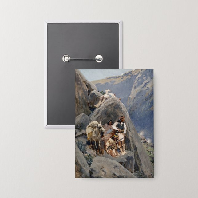 Badge Les guerriers d'Apache : une embuscade sur la cava (Recto/Verso)