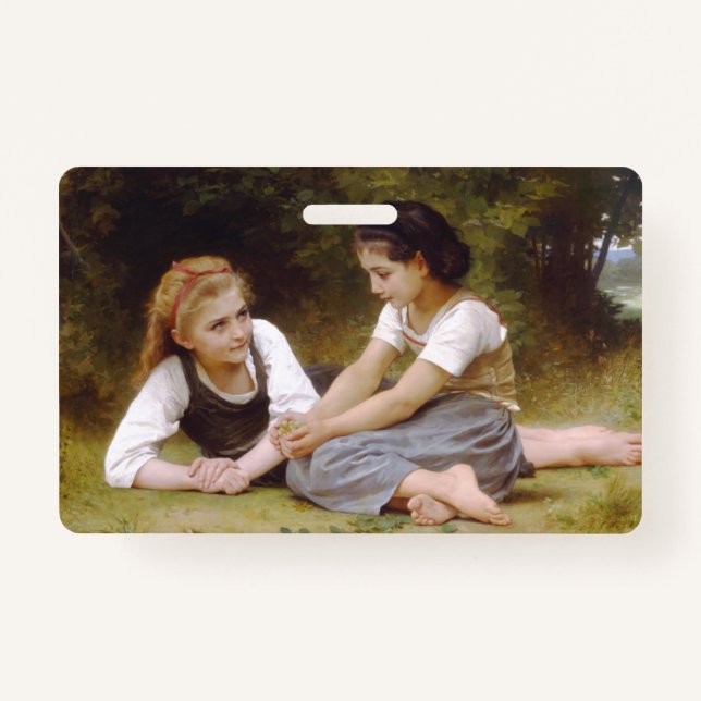 Badge Les Noisettes : Les jeunes filles ramassent les no (Devant)