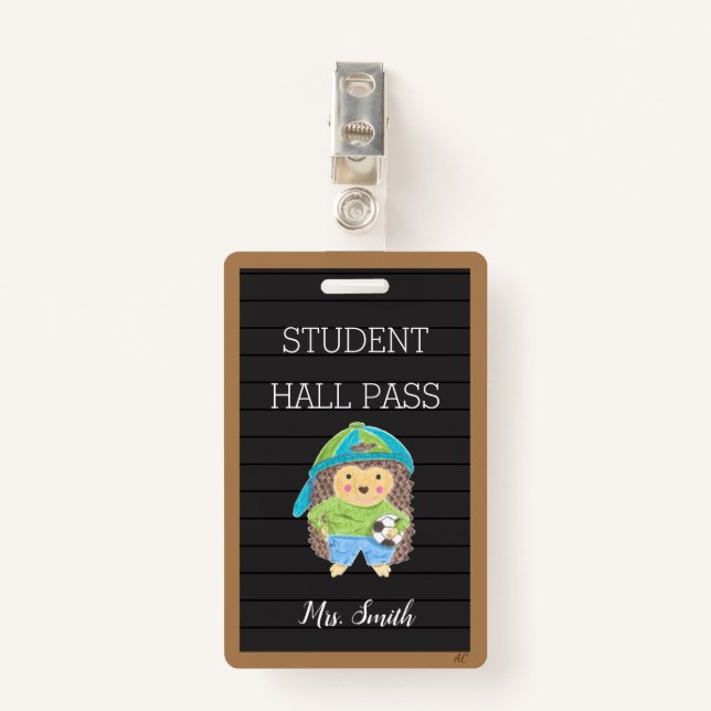 Badge LETTRE Faux Commission Garçon Passe-Hall pour étud (Devant avec clip)