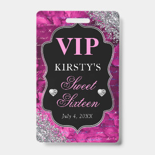 Badge Lettres de Sirène Paillettes Roses VIP Sweet Sixte