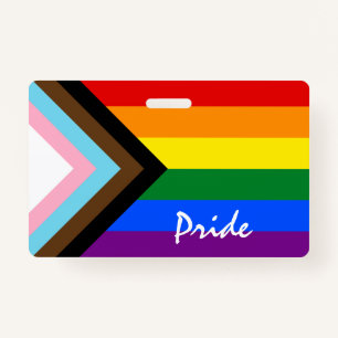 Badge LGBTQ & Pride - drapeau de progression arc-en-ciel