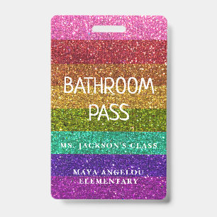 Badge LGBTQIA Pailleté laissez-passer de salle de bain p