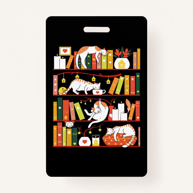 Badge Library cats autumn colour version (Devant)