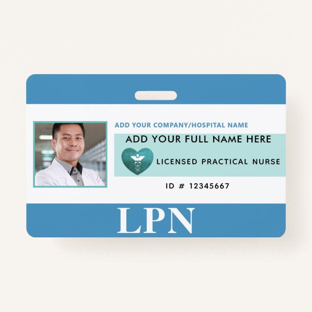 Badge Licence LPN horizontale Infirmière pratique, ID ph (Devant)