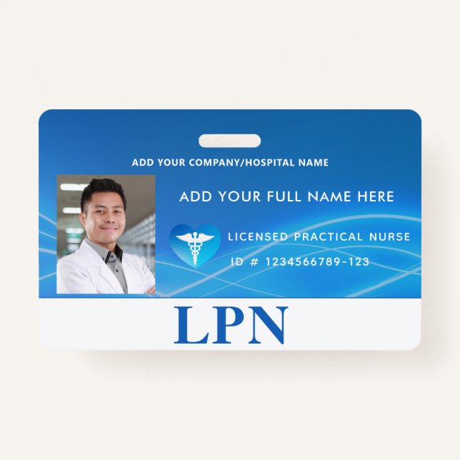 Badge Licence LPN horizontale Infirmière pratique, ID ph (Devant)