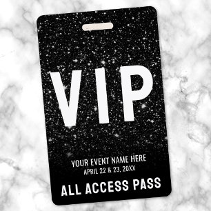 Badge LIVRE VIP Black Glitter Event