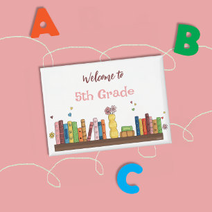 Badge Livres sur étagère Bouton blanc arrière-à-l'école
