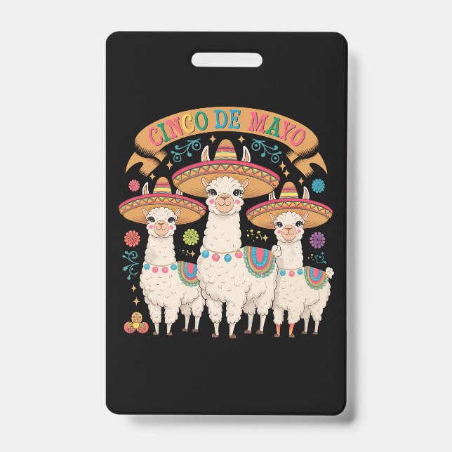 Badge Llama Funny Cinco De Mayo Fête (Front)
