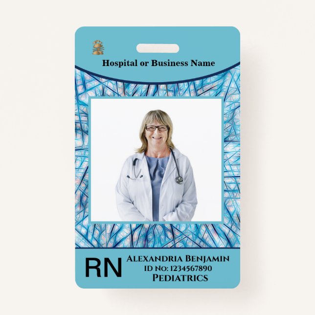 Badge Logo Code barre du nom de la photo de l'employé (Devant)