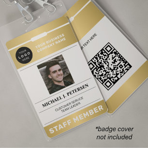 Badge Logo commercial code QR photo d'employé ID or