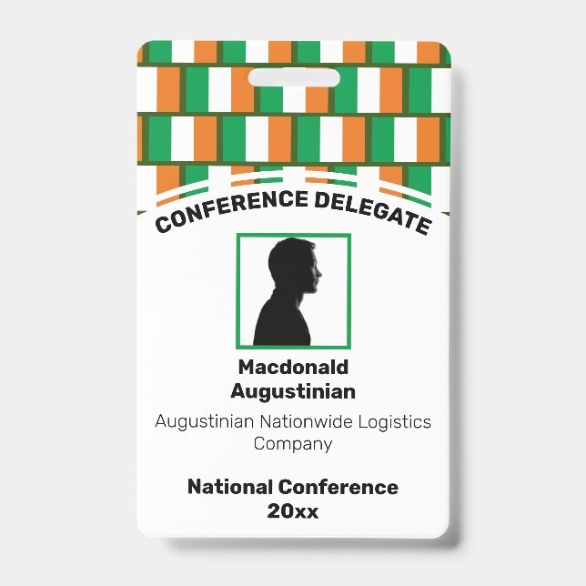 Badge Logo Customisé du DRAPEAU IRLANDE Nom de la photo (Front)
