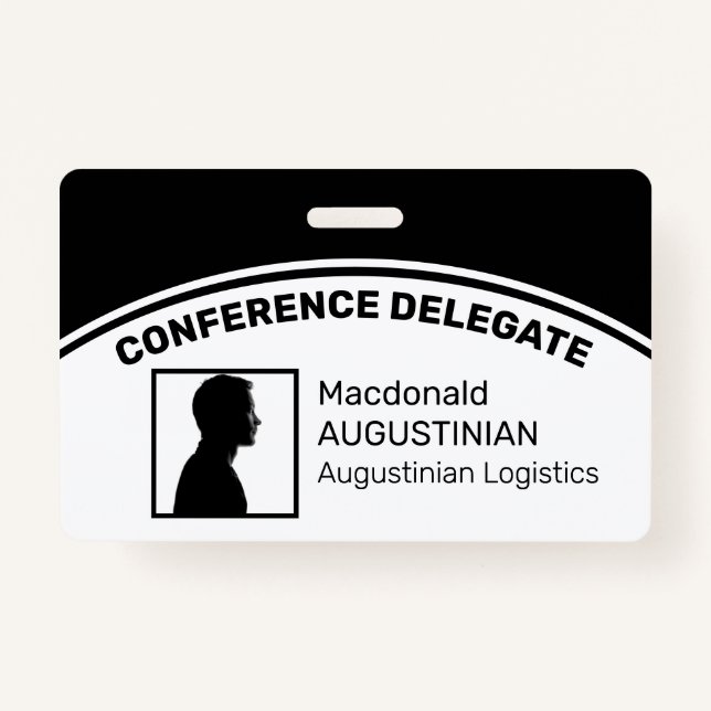Badge Logo customisé ID photo Délégué NOIR (Devant)