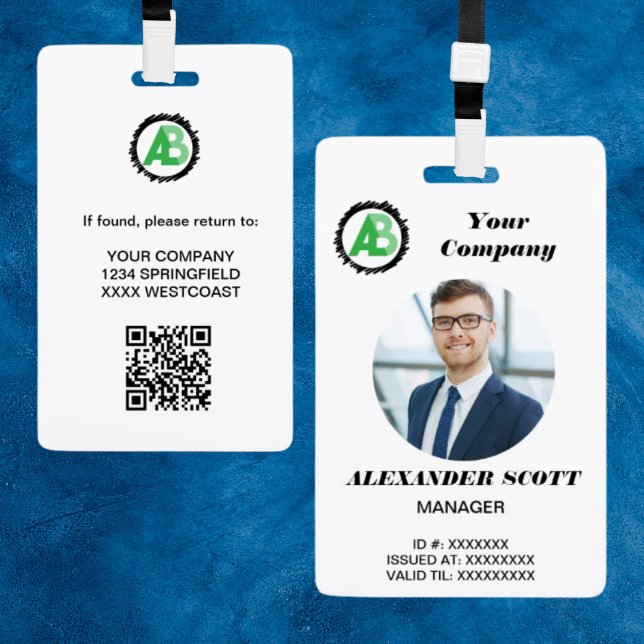 Badge Logo d'affaires Personnel employé qr Code (Créateur téléchargé)