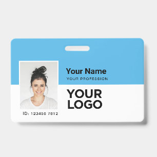 Badge Logo de barre de photo ou code Qr bleu clair