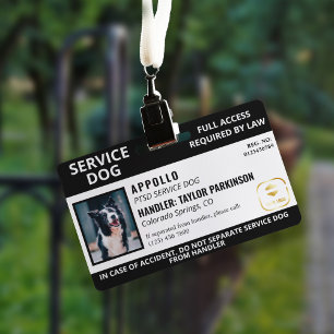 Badge Logo de chien d'assistance noir et blanc & carte d
