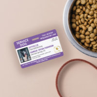 Logo de chien d'assistance violet blanc et carte d